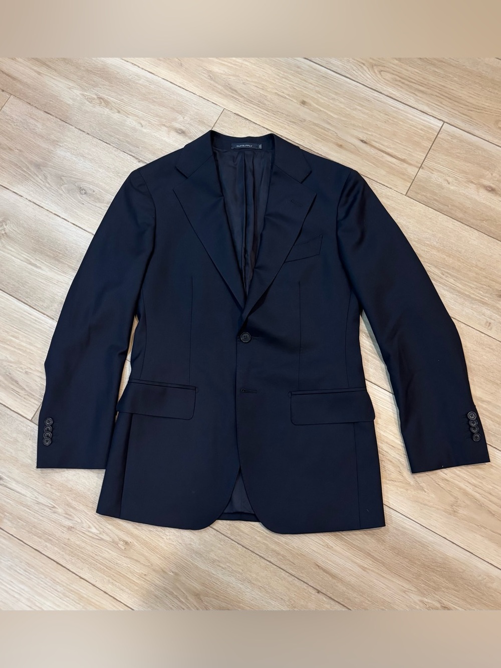 SuitSupply VBC 34S Solid Navy Blue Blazer Sport Coat Havana Slim 2-Buttons